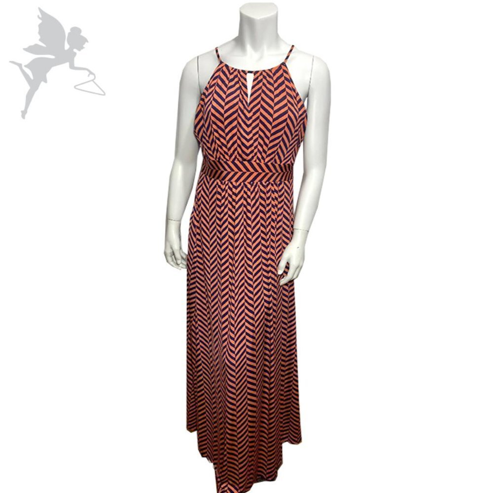 ANN TAYLOR LOFT Chevron Print Maxi Halter Dress
